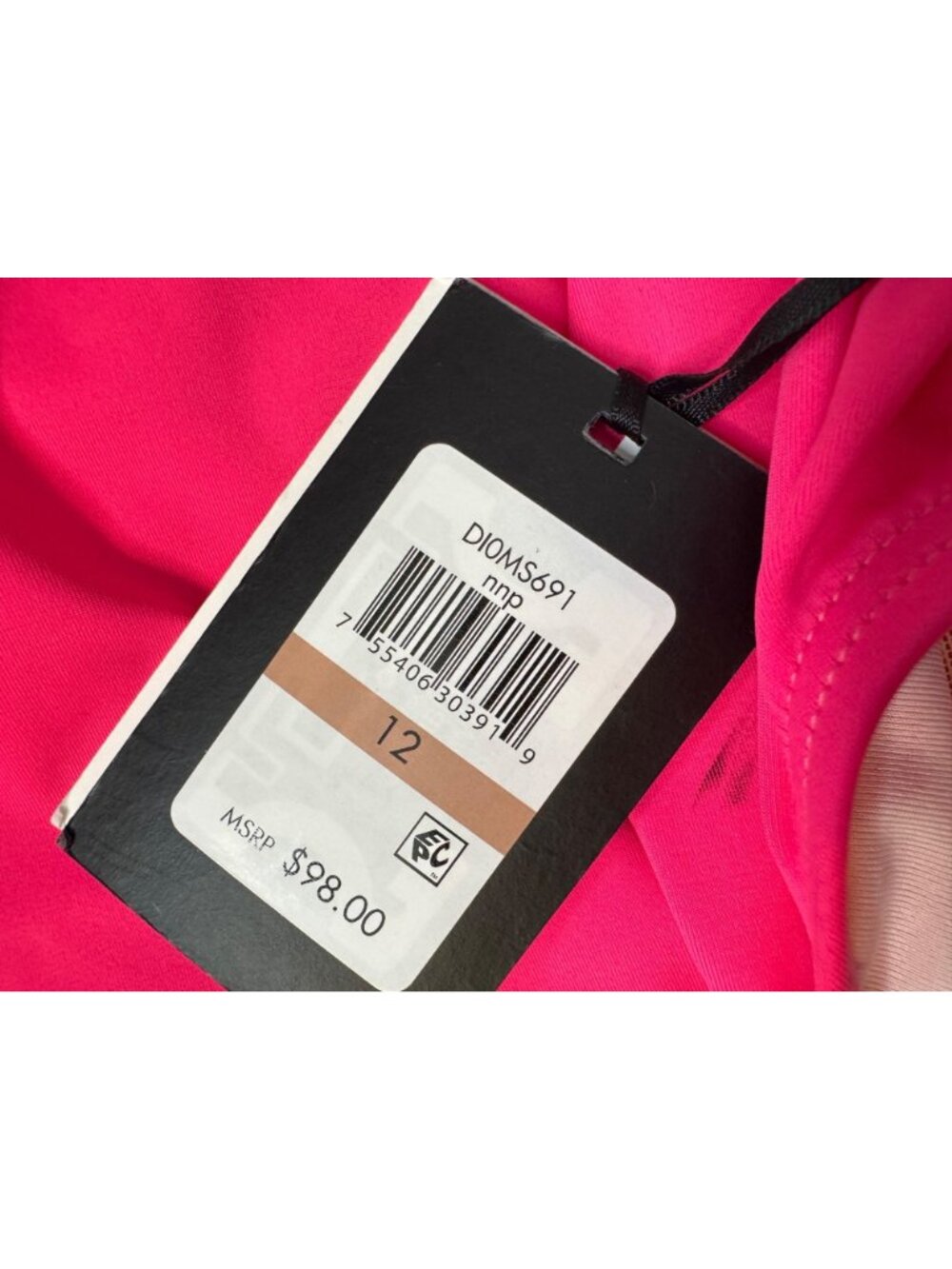 DKNY Ruffle Pink One Piece Swim Size 12 Pink NWT Underwire Ruched - Picture 4 of 10